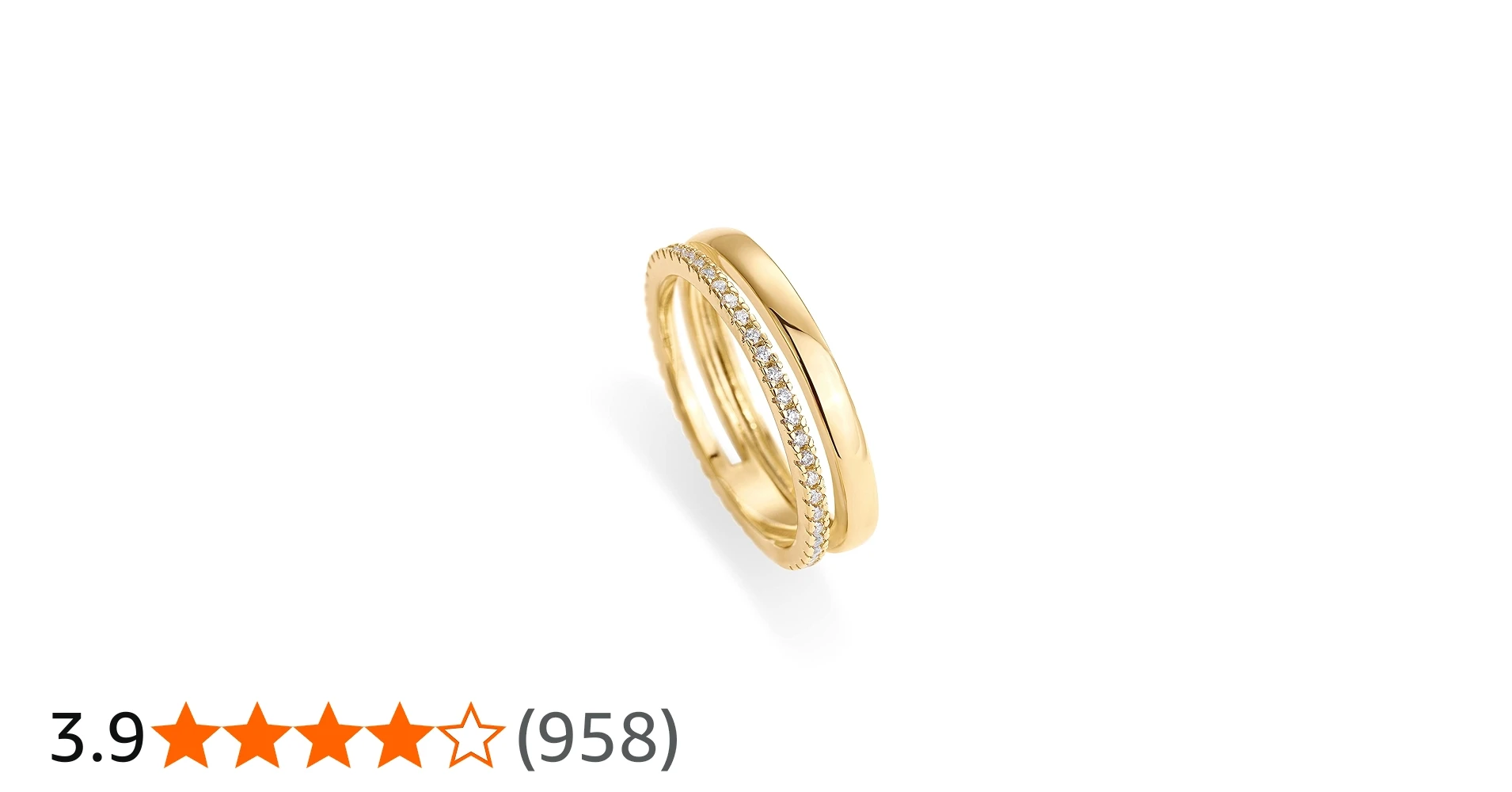 PAVOI 18K Gold Plated Cubic Zirconia Dual Stacking Rings for Women | Gold Eternity Band for Women | Thumb Ring