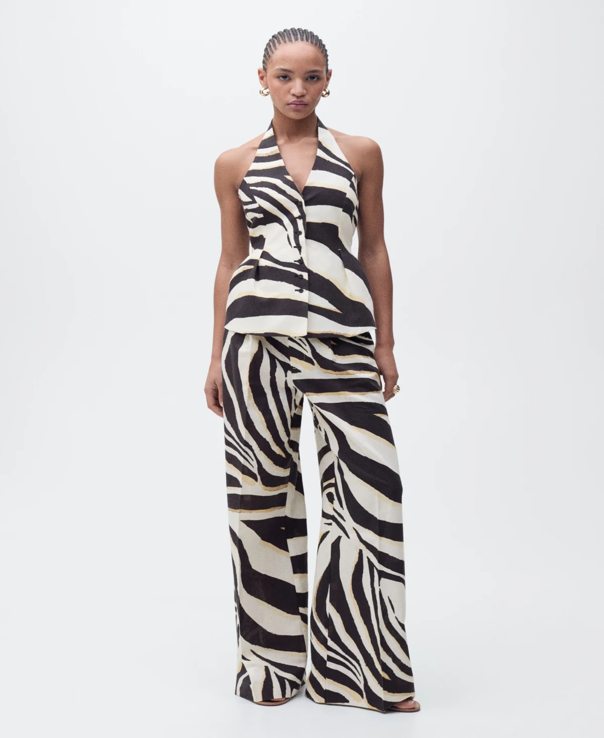Women's Zebra-Print Linen-Blend Vest