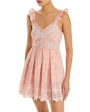 LoveShackFancy Mochi Cotton Eyelet Mini Dress