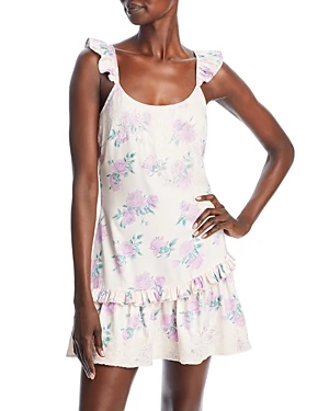 LoveShackFancy Divina Floral Print Mini Dress