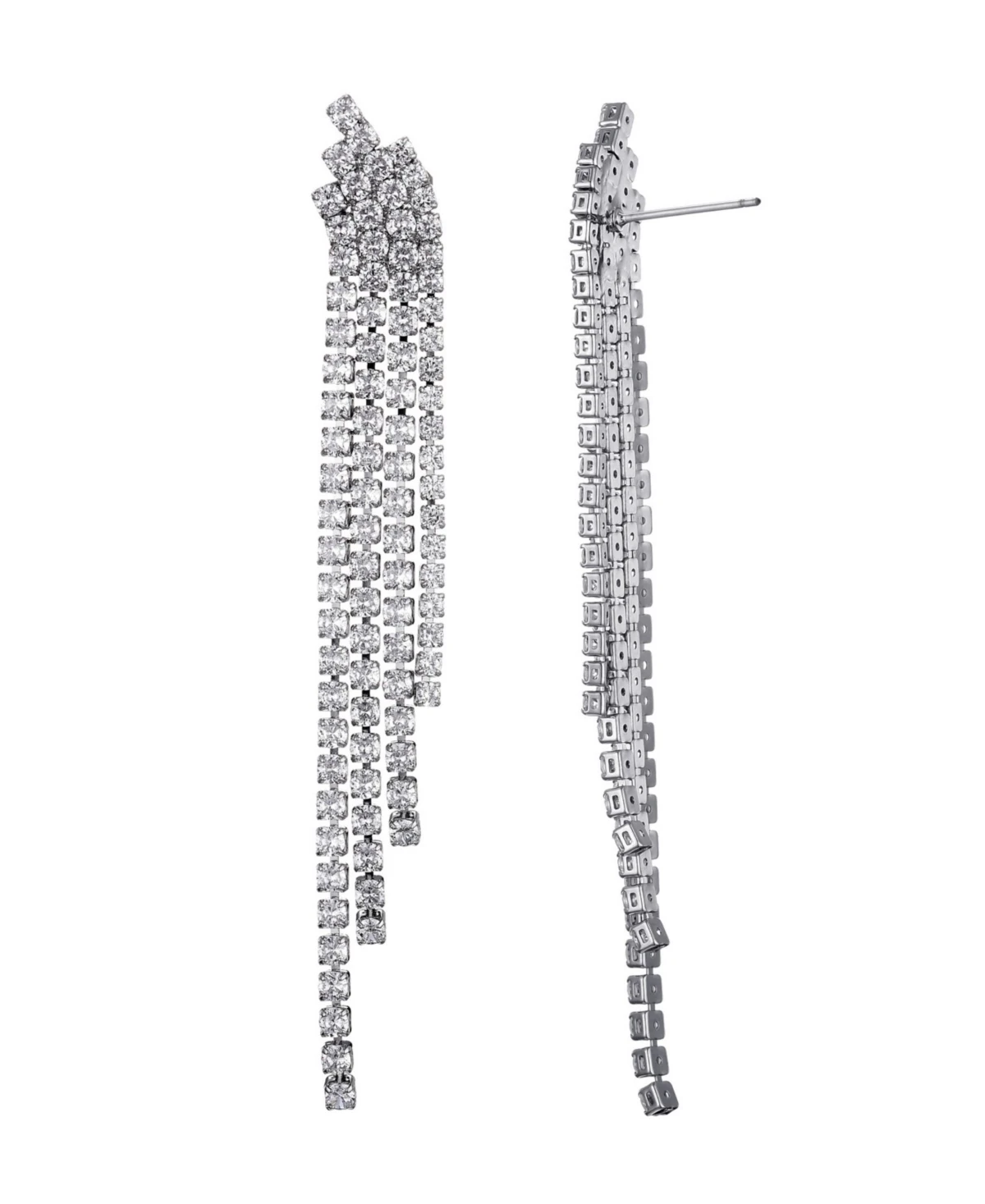 Adornia Silver Plated Crystal Cascade Sweeper Earrings - Silver