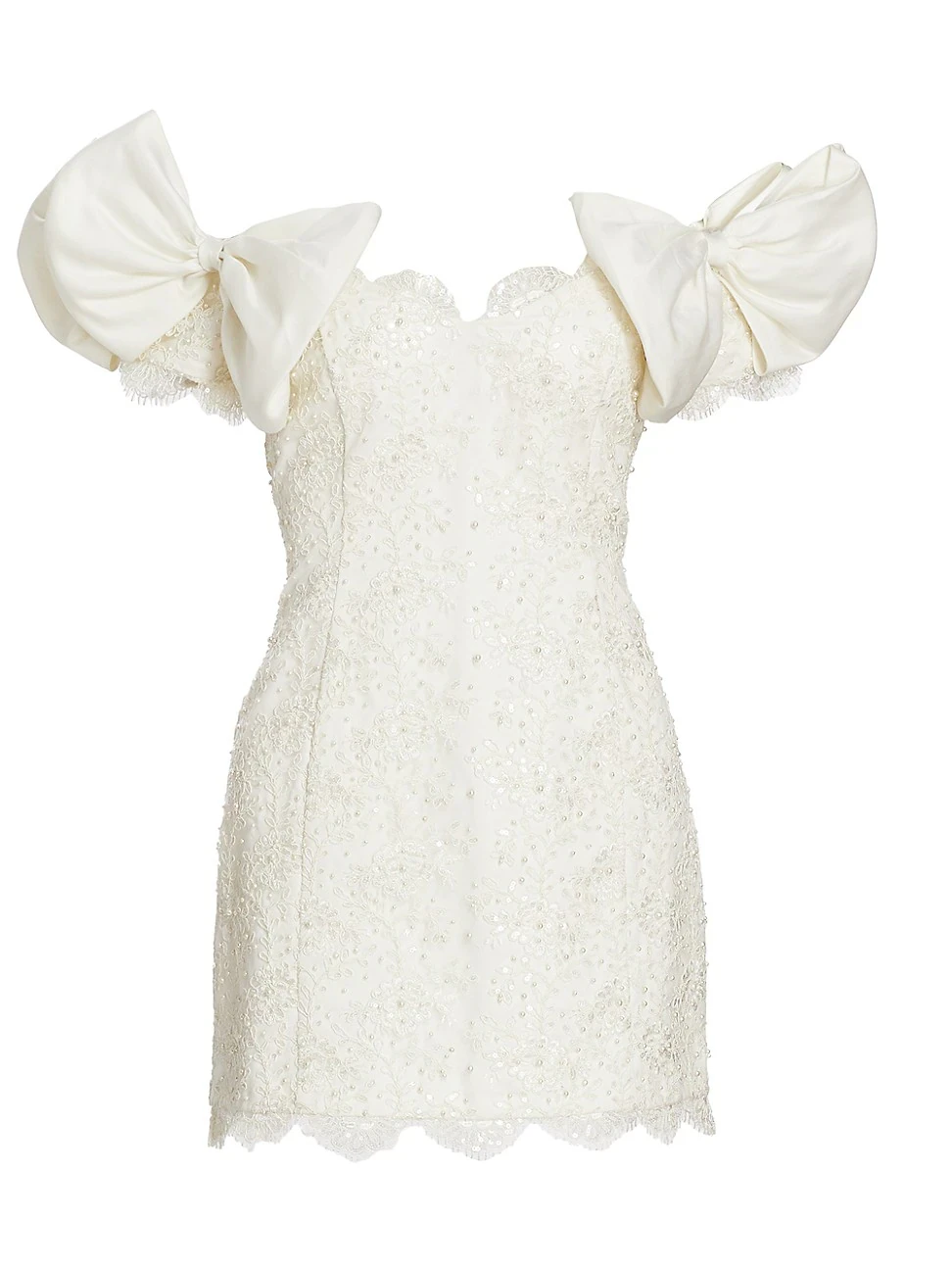 Womens Kakena Off-The-Shoulder Beaded Minidress - Ivory -