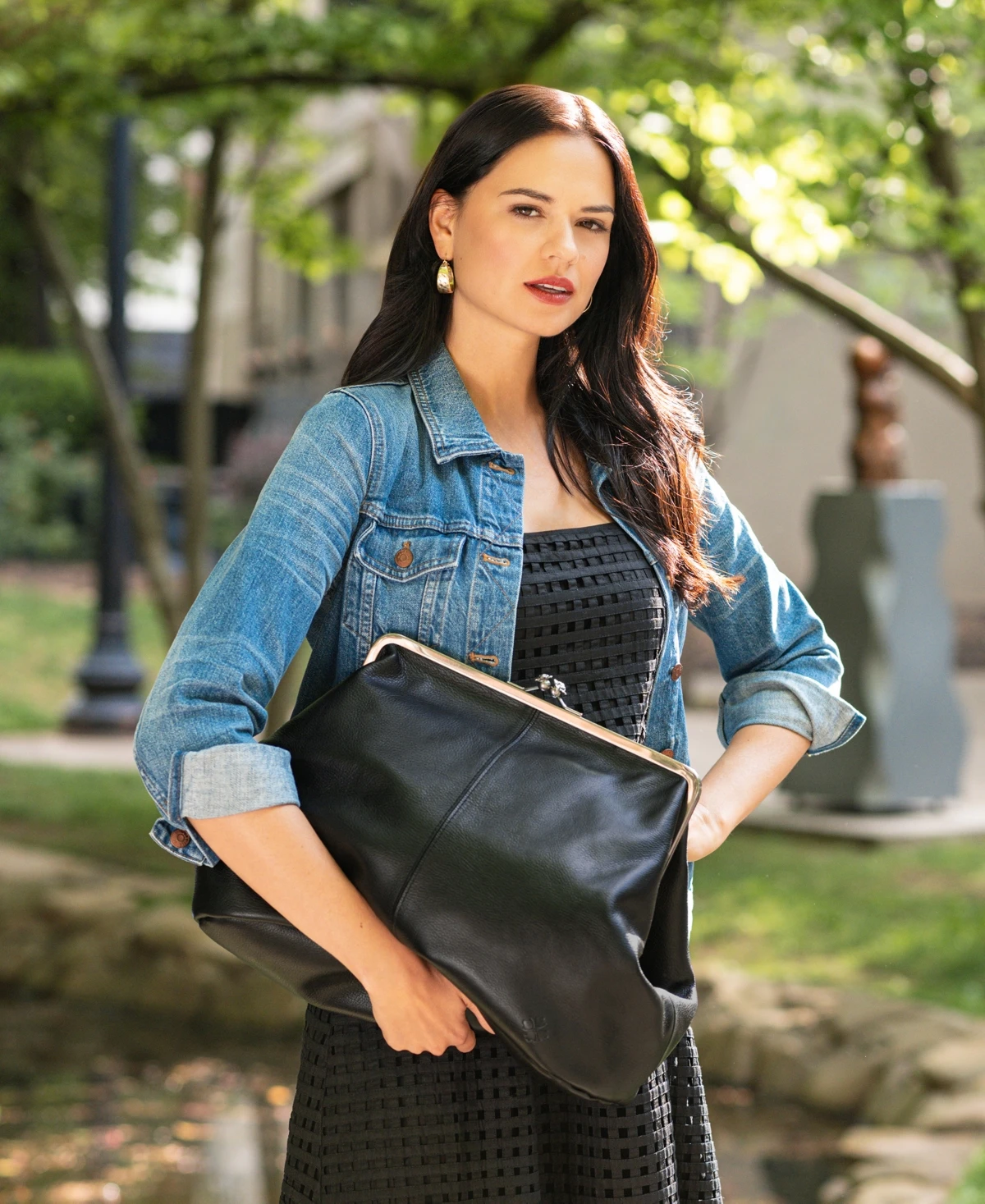 Serafina Large Leather Kisslock Bag