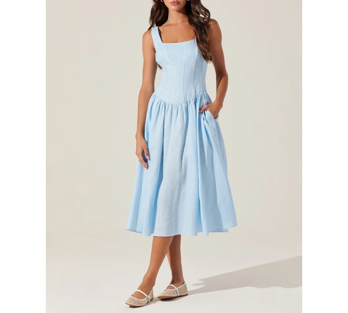 Astr the Label Women's Thierry Linen Corset Dress - Blue