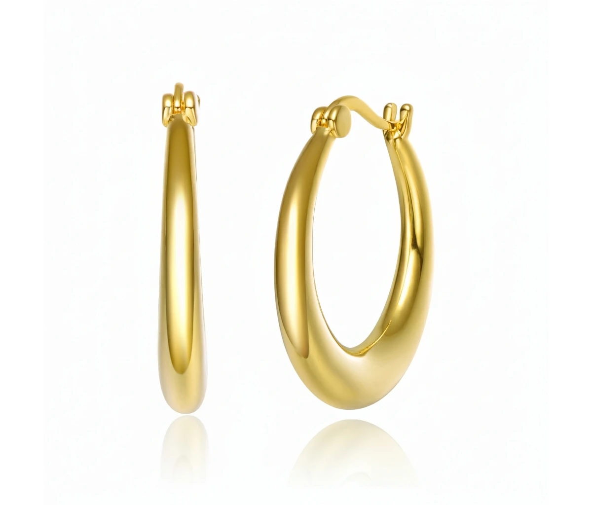 14K Gold Plated Large Hoop Earrings - Gold