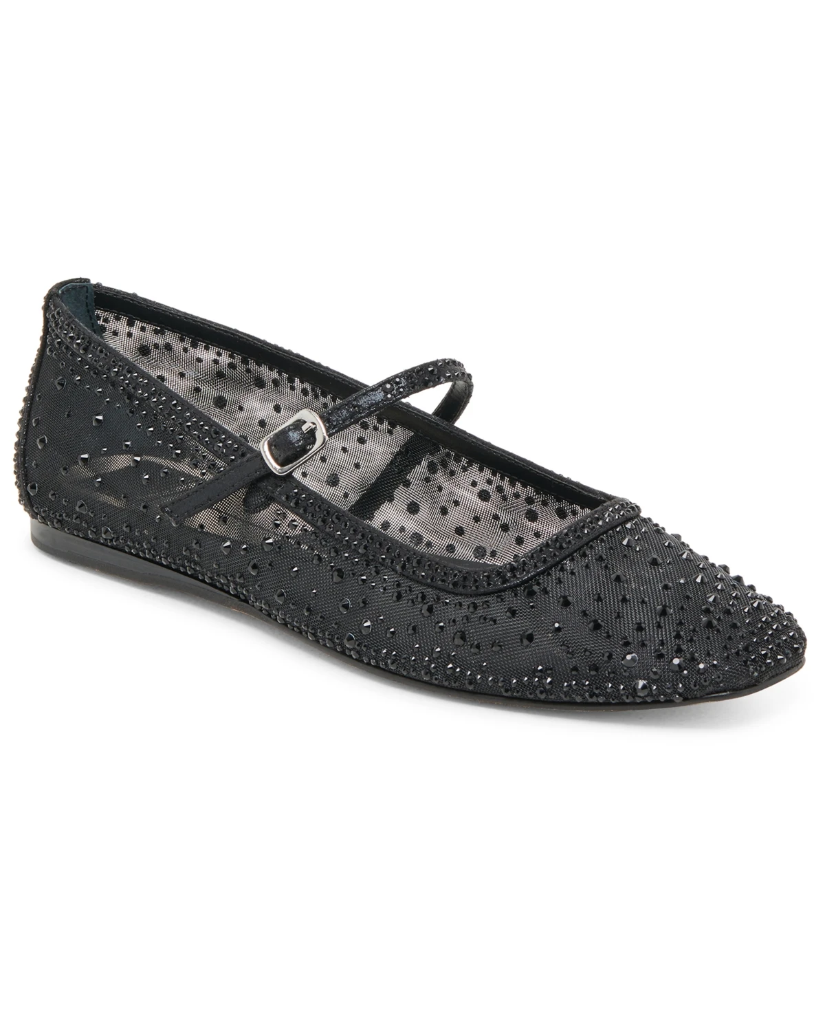 Dolce Vita Women's Reyes Crystal Rhinestone Mesh Mary Jane Flats - Black Mesh Rhinestone