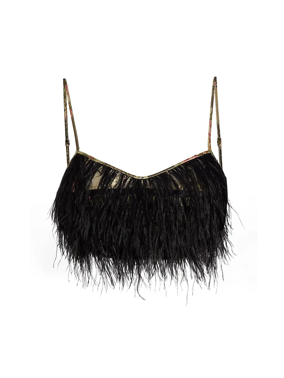 Womens Dusty Feather-Embellished Cropped Cami - Midnight Ruby -
