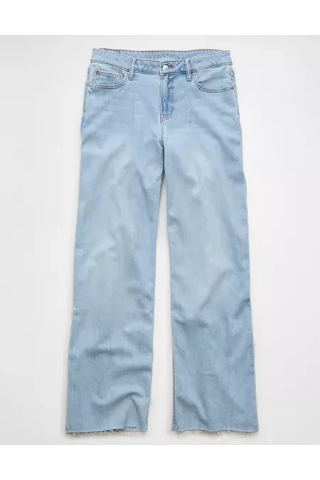 AE Dreamy Drape Stretch Low-Rise Baggy Wide-Leg Jean Women's Glowing Light