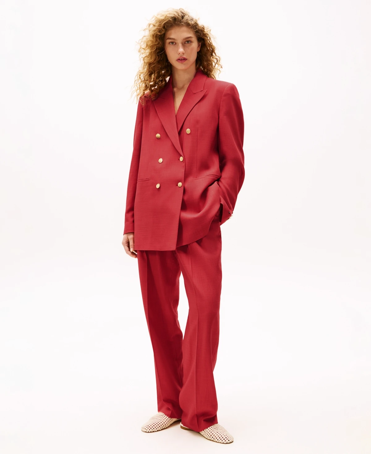 Tommy Hilfiger Women's Th x Sofia Richie Grainge Wide Leg Pants - Medium Red