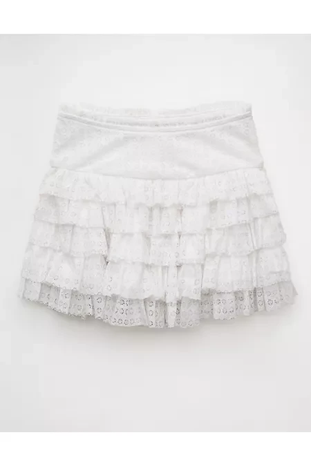 AE High-Waisted Ruffle Mini Skort Women's White