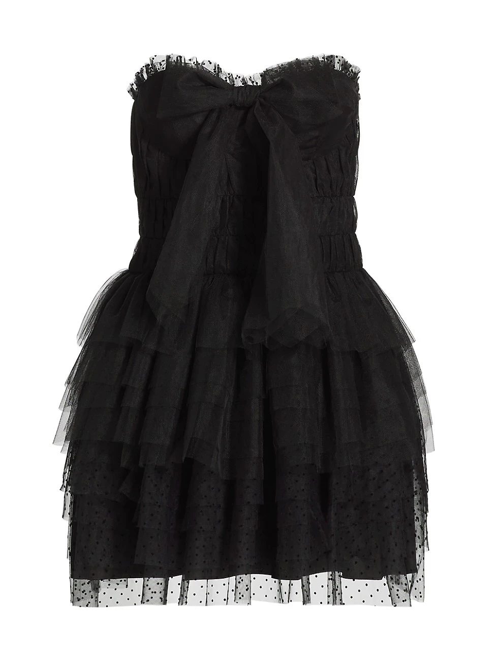 Womens Faron Bow Layered Tulle Minidress - Black -