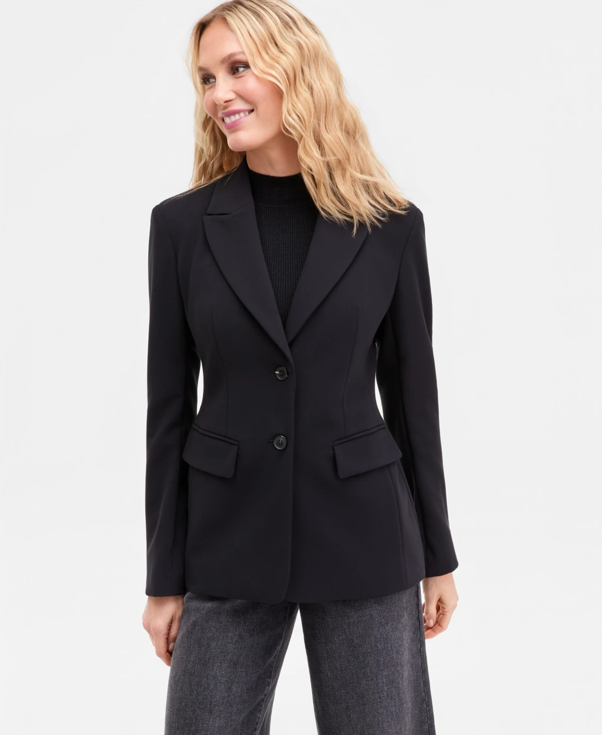 I.n.c. International Concepts Women's Nipped-Waist Two-Button Blazer