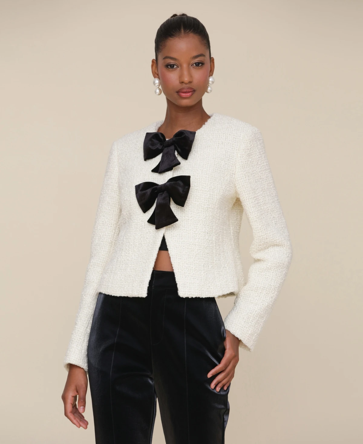 Cropped Bow-Front Jacket