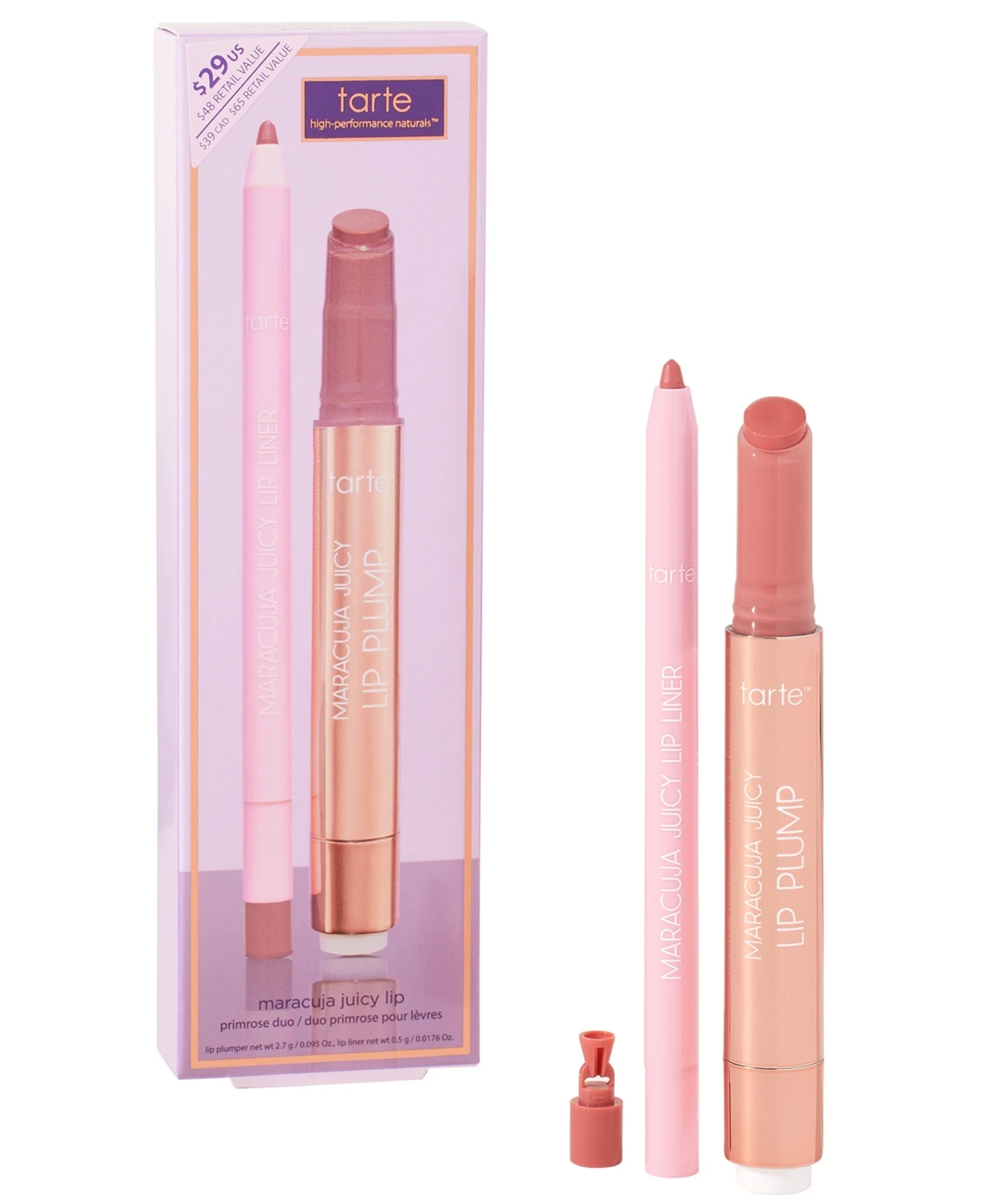 Tarte 2-Pc. Maracuja Juicy Lip Rose Lip Liner and Lip Balm Duo Set - Primrose