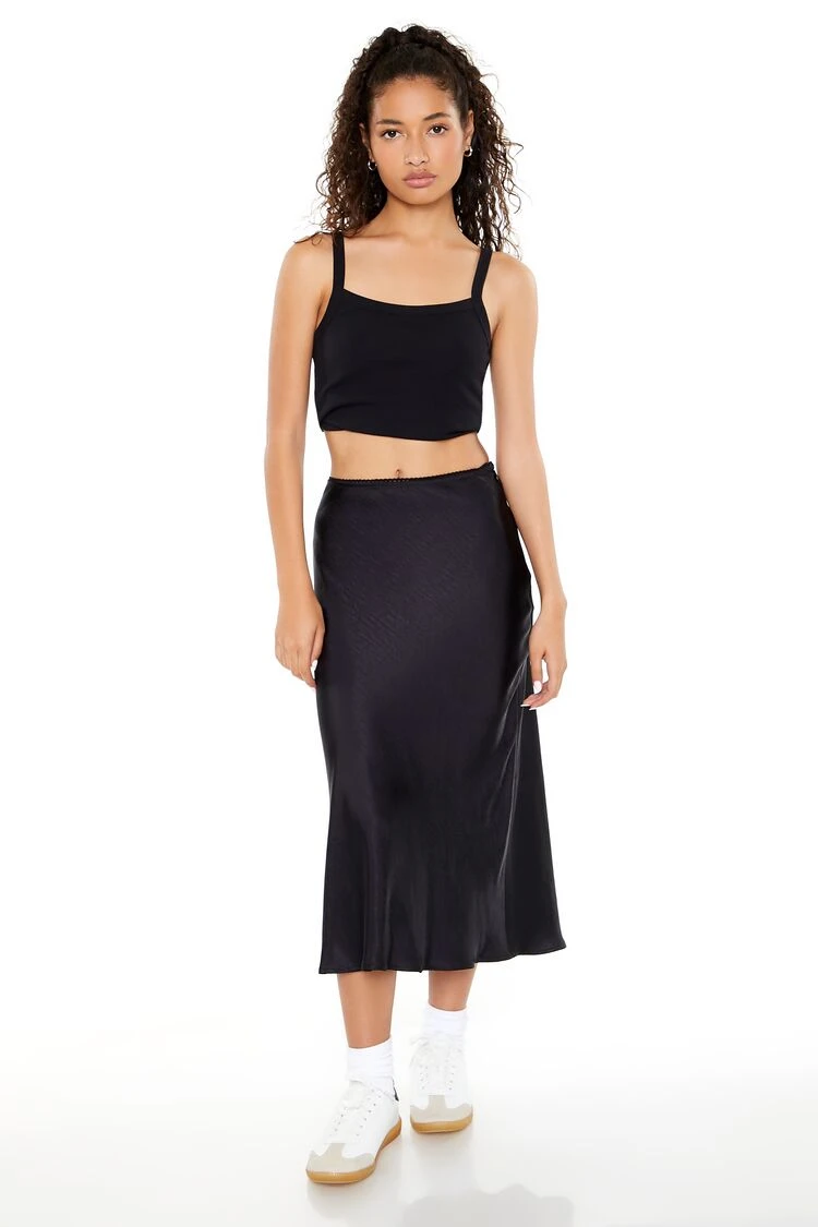 Satin Slip Midi Skirt