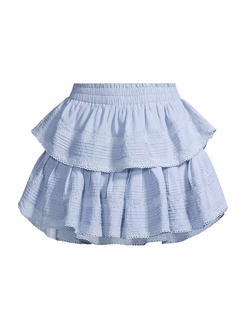 Womens Ruffled Cotton Miniskirt - Heather Blue - Size XL - Heather Blue -